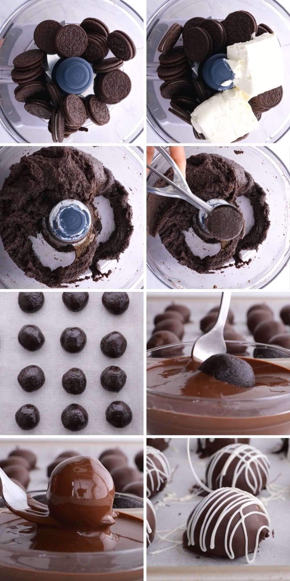 Oreo Balls (Oreo Truffles) Collage of prep steps