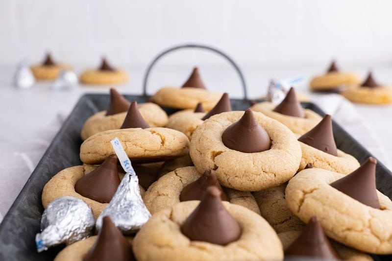 Peanut Butter Blossoms on serving tray