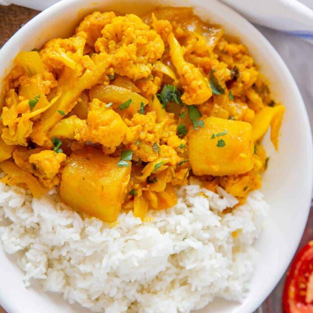 bowl of Cauliflower and Potatoes and rice