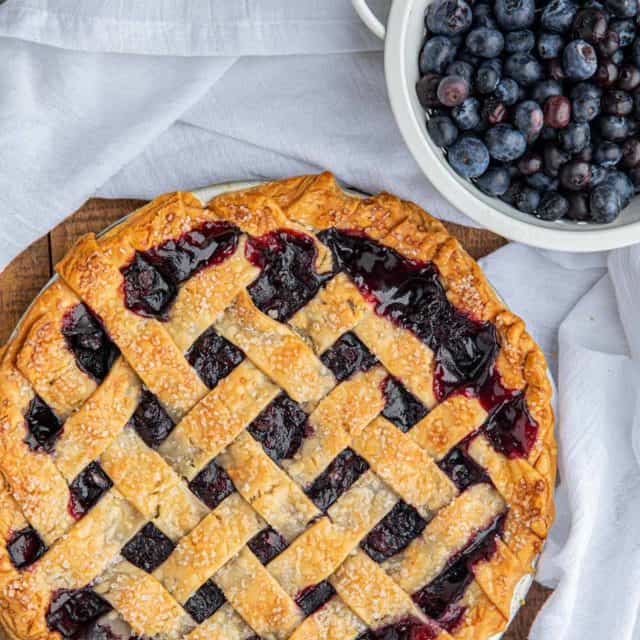 Whole Blueberry Pie with Lattice Crust