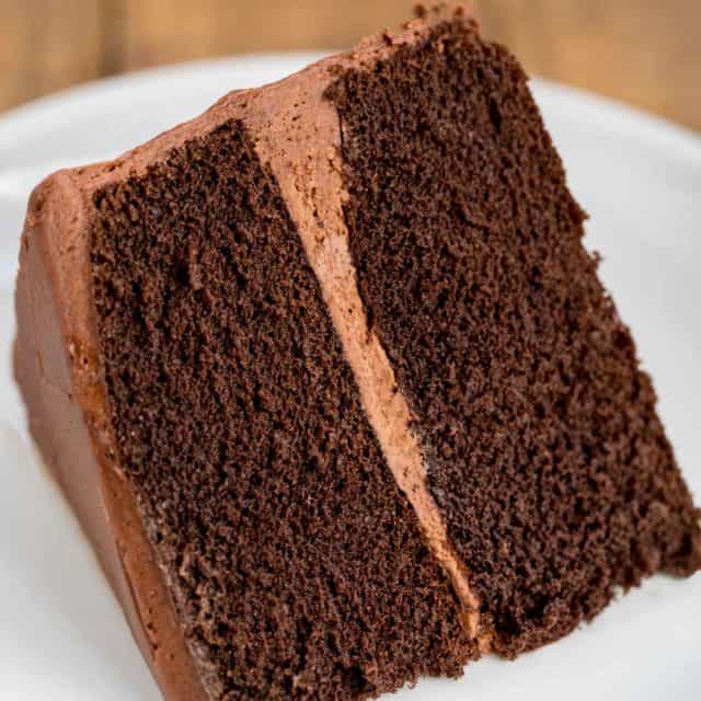 Slice of Chocolate Cake with Chocolate Frosting