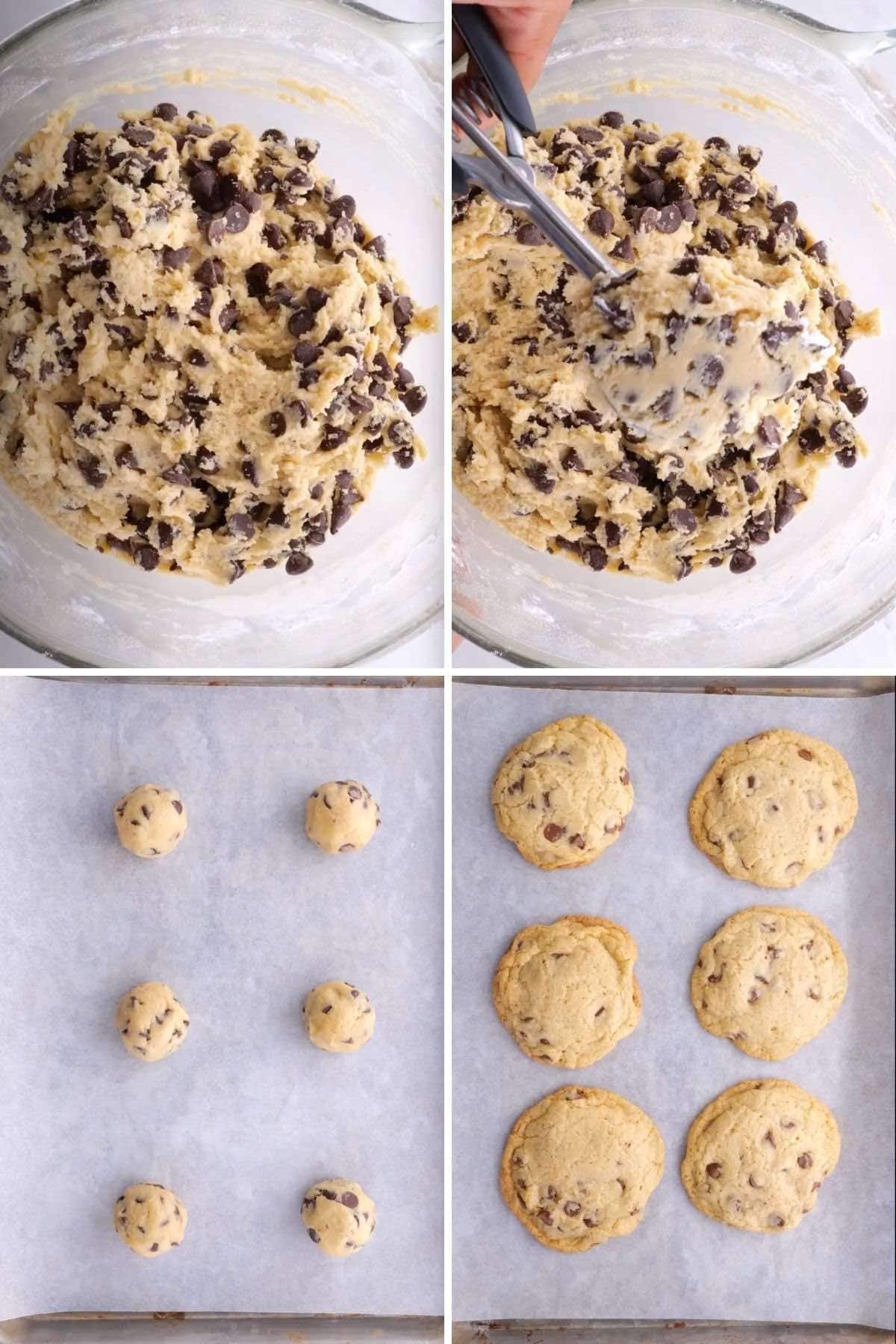 Chocolate Chip Cookies scooping and baking collage