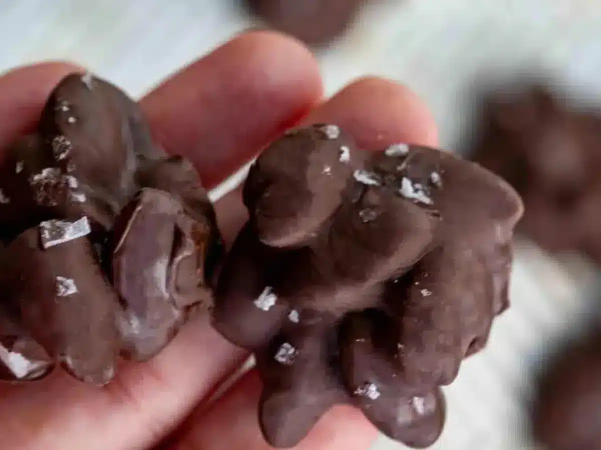 hand holding 2 almonds