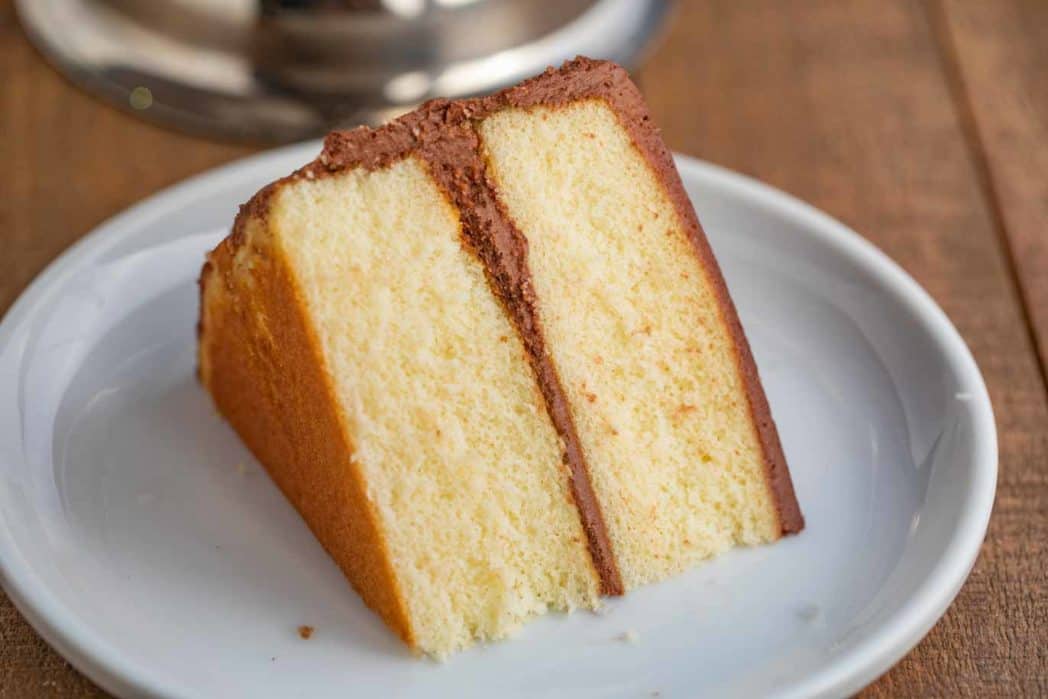 Yellow Cake slice on plate