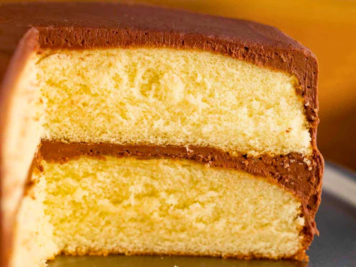Sliced yellow cake