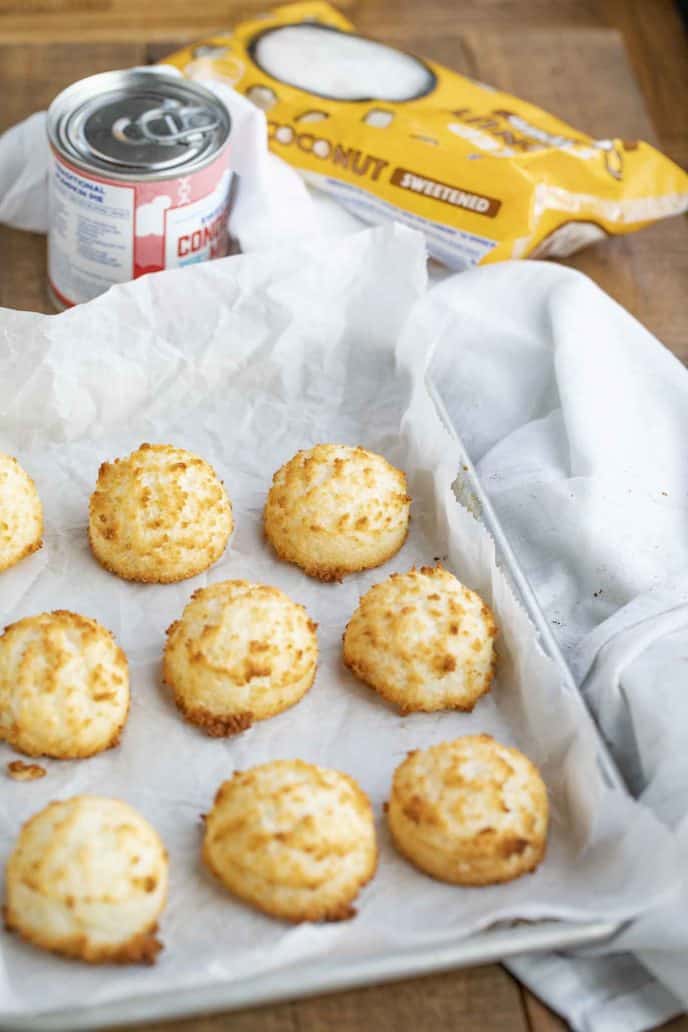 Sweetened Coconut Macaroons on sheet tray