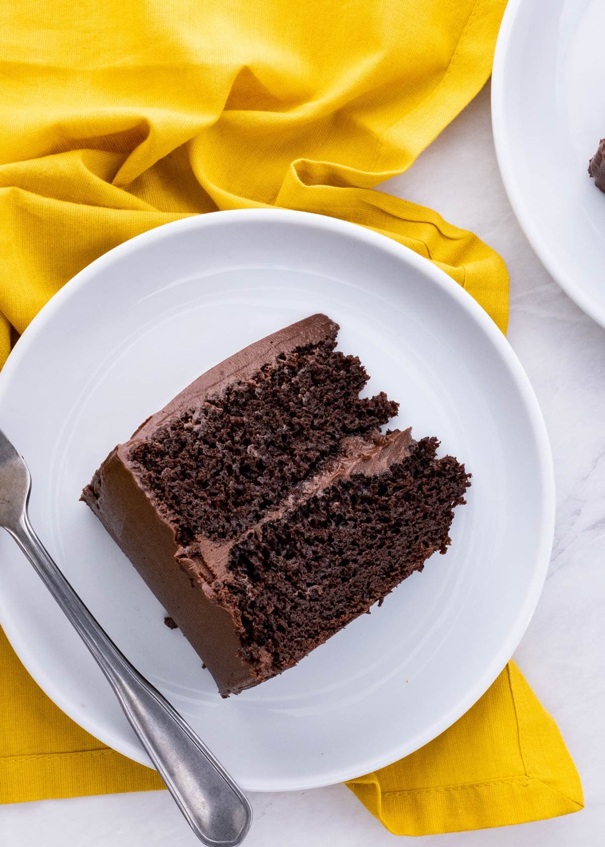 Chocolate Cake Slice on plate with fork