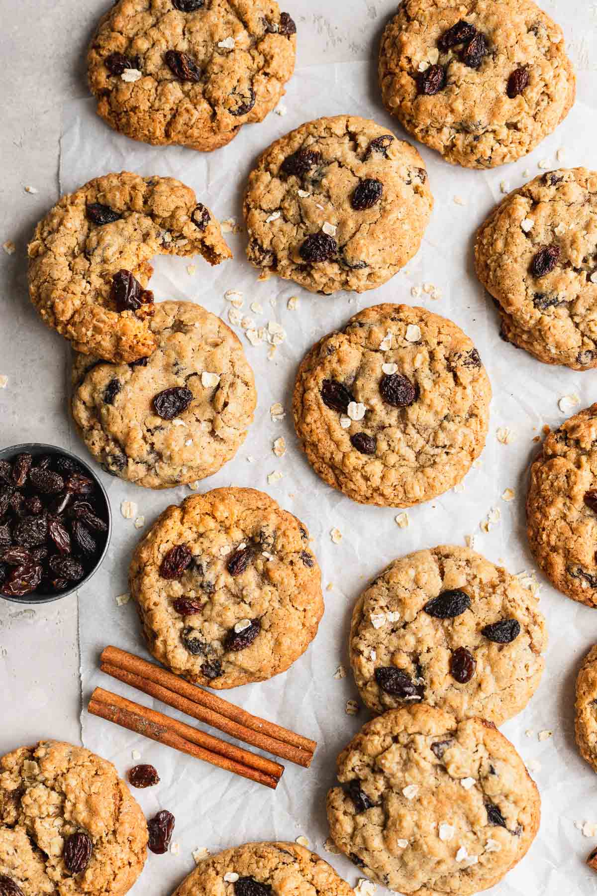 Oatmeal Raisin Cookies on cookie sheet