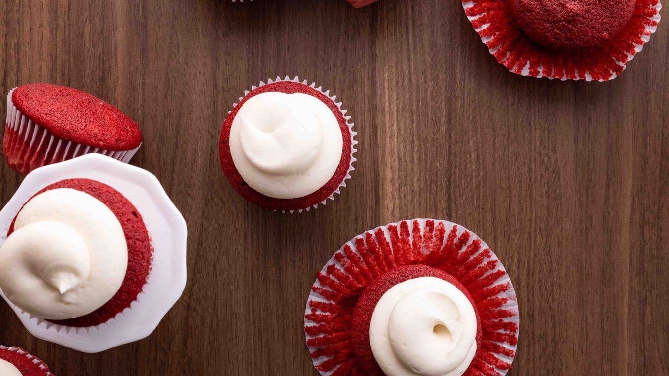 Red Velvet Cupcakes top view