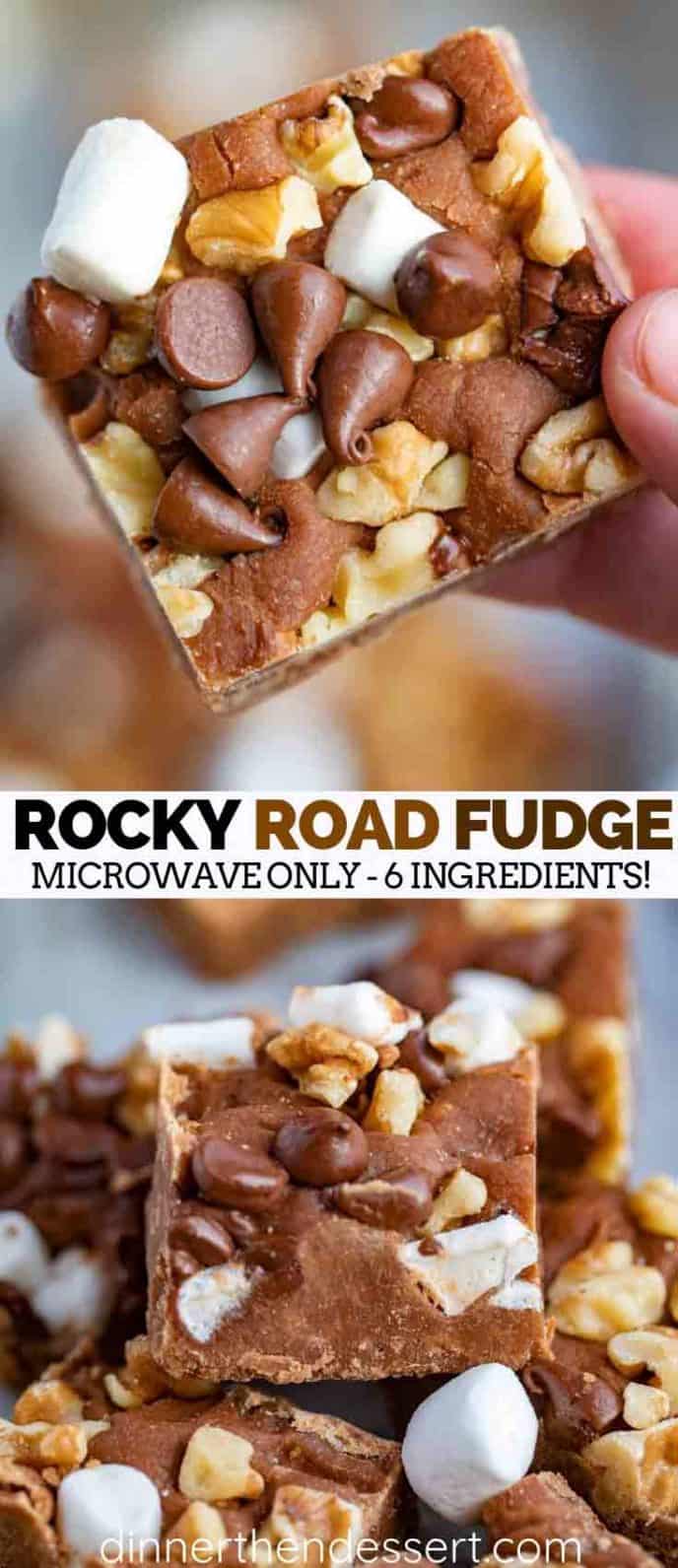 Easy Chocolate Fudge with marshmallows, walnuts and chocolate chips