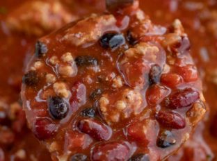 Turkey Chili in a ladle