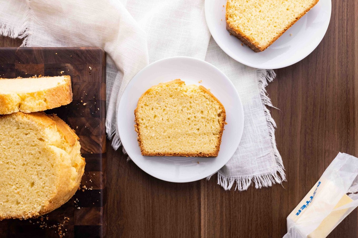 Vanilla Pound Cake slice on plate