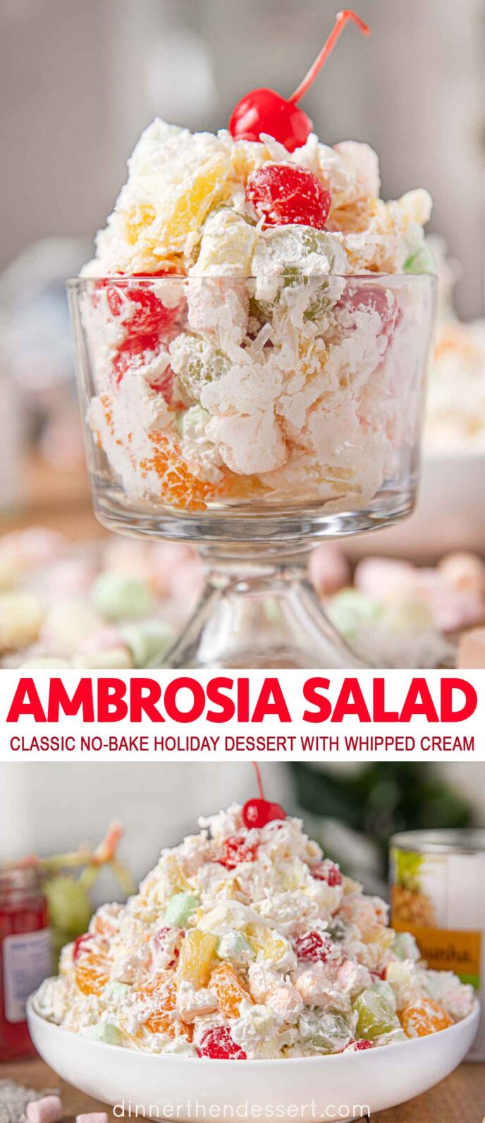 Ambrosia Salad with a cherry on top