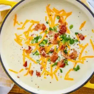 top down view of creamy soup