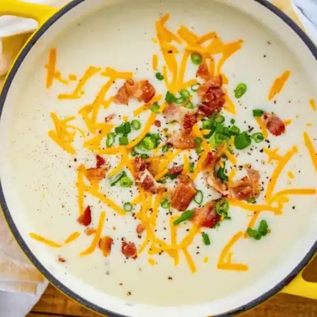 top down view of creamy soup