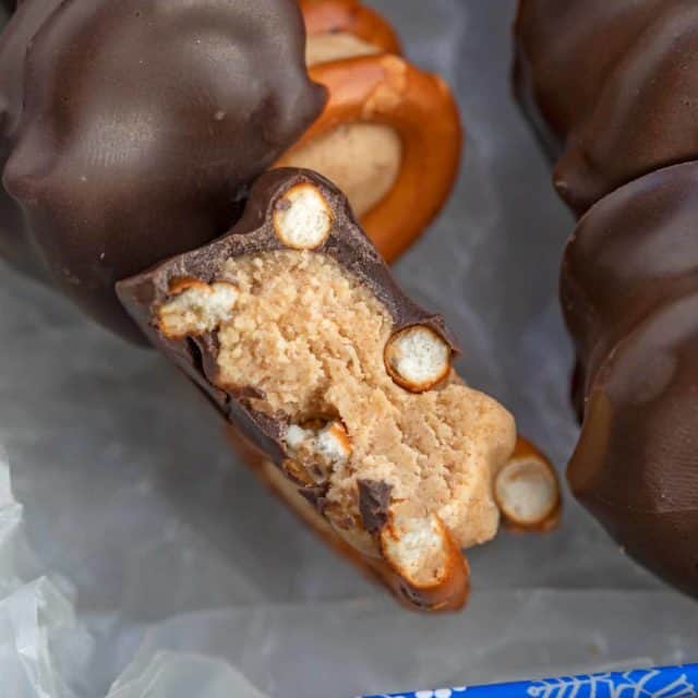 Peanut Butter Filled Pretzels dipped in chocolate