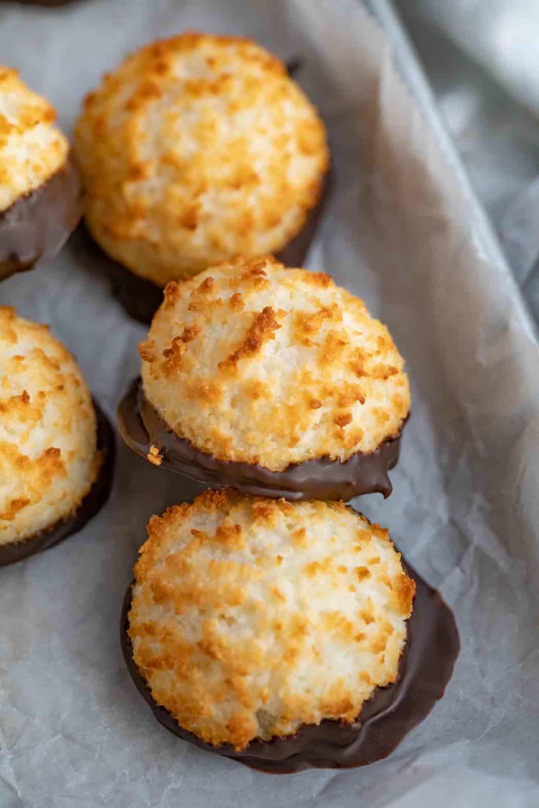 Coconut Macaroons Dipped in Chocolate