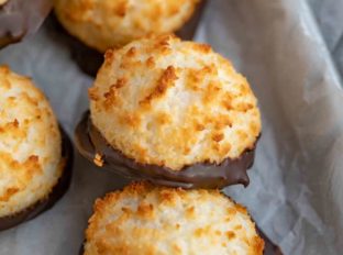 Coconut Macaroons Dipped in Chocolate