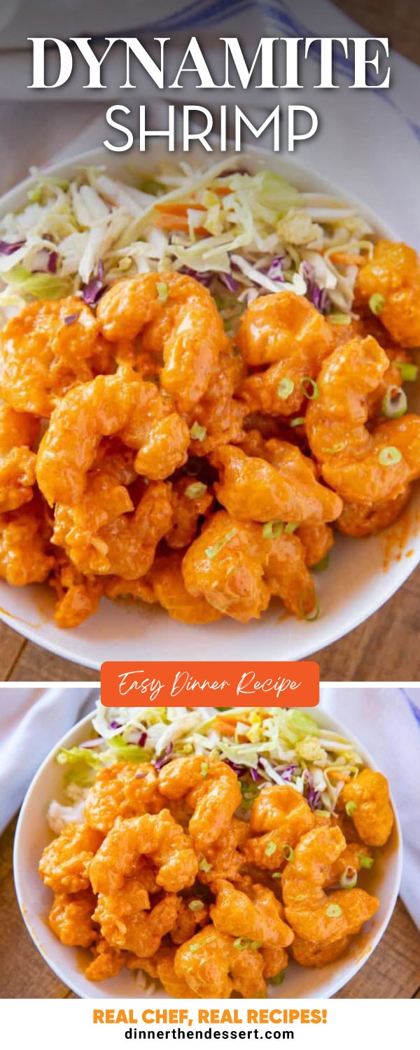 Battered shrimp coated in a orange sauce, plated with a slaw salad and scallion garnish. 