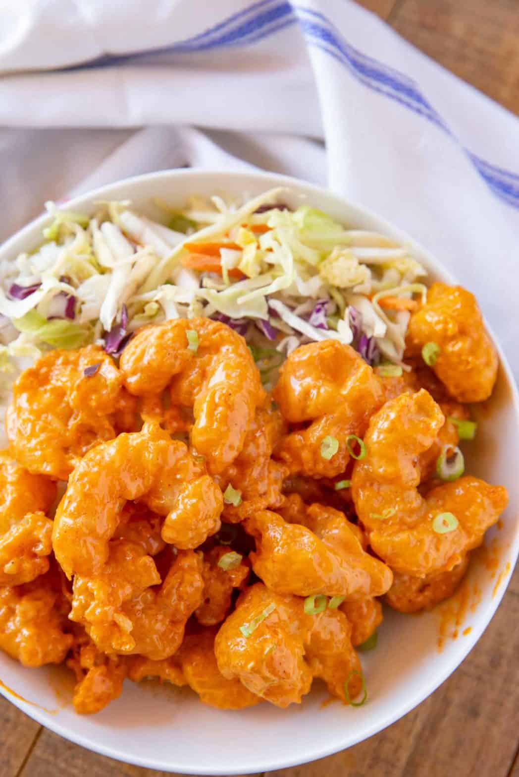 Chinese crispy shrimp with vegetable slaw