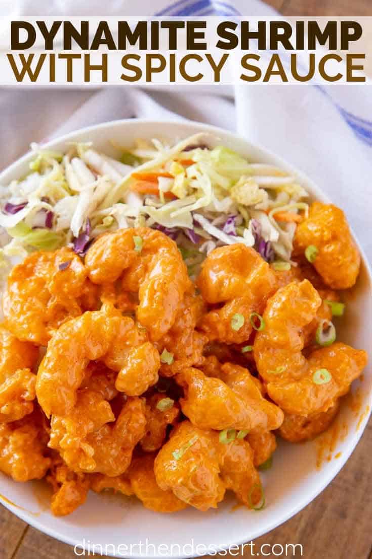 Garnished shrimp with slaw on the side