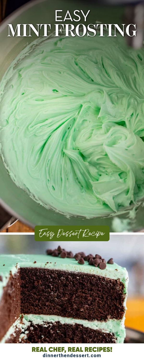 green buttercream in mixing bowl