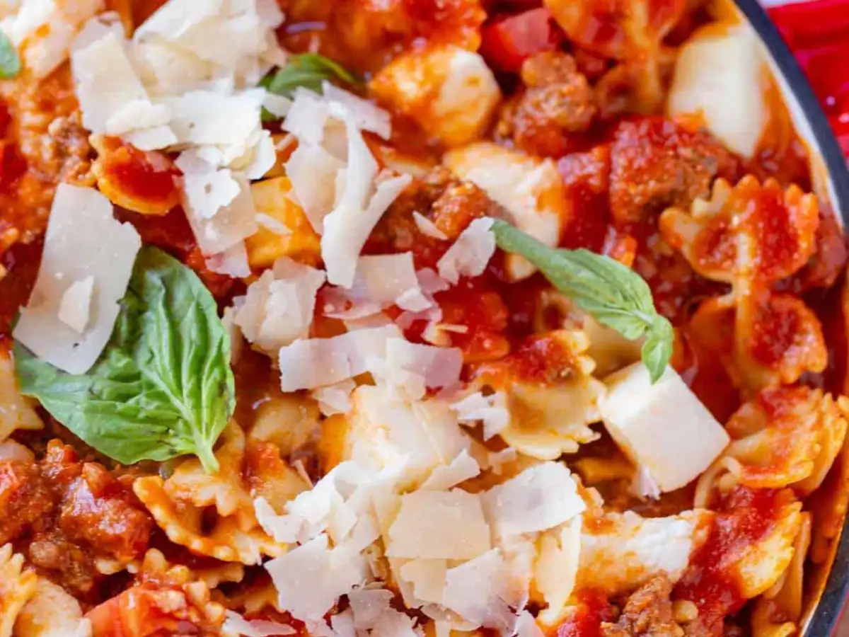 close up of Lasagna in skillet