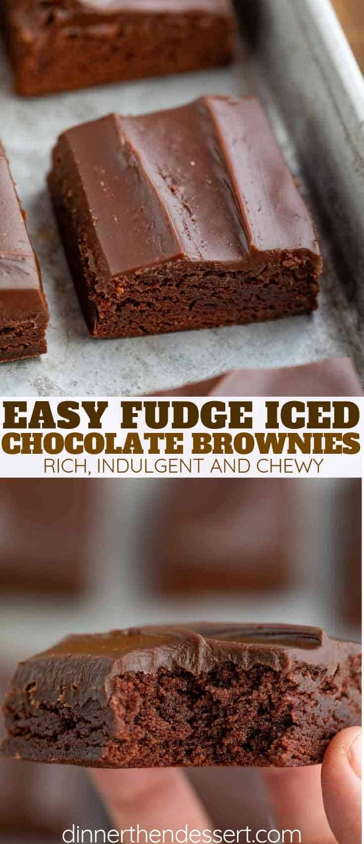 Fudge Iced Brownies - Dinner, then Dessert