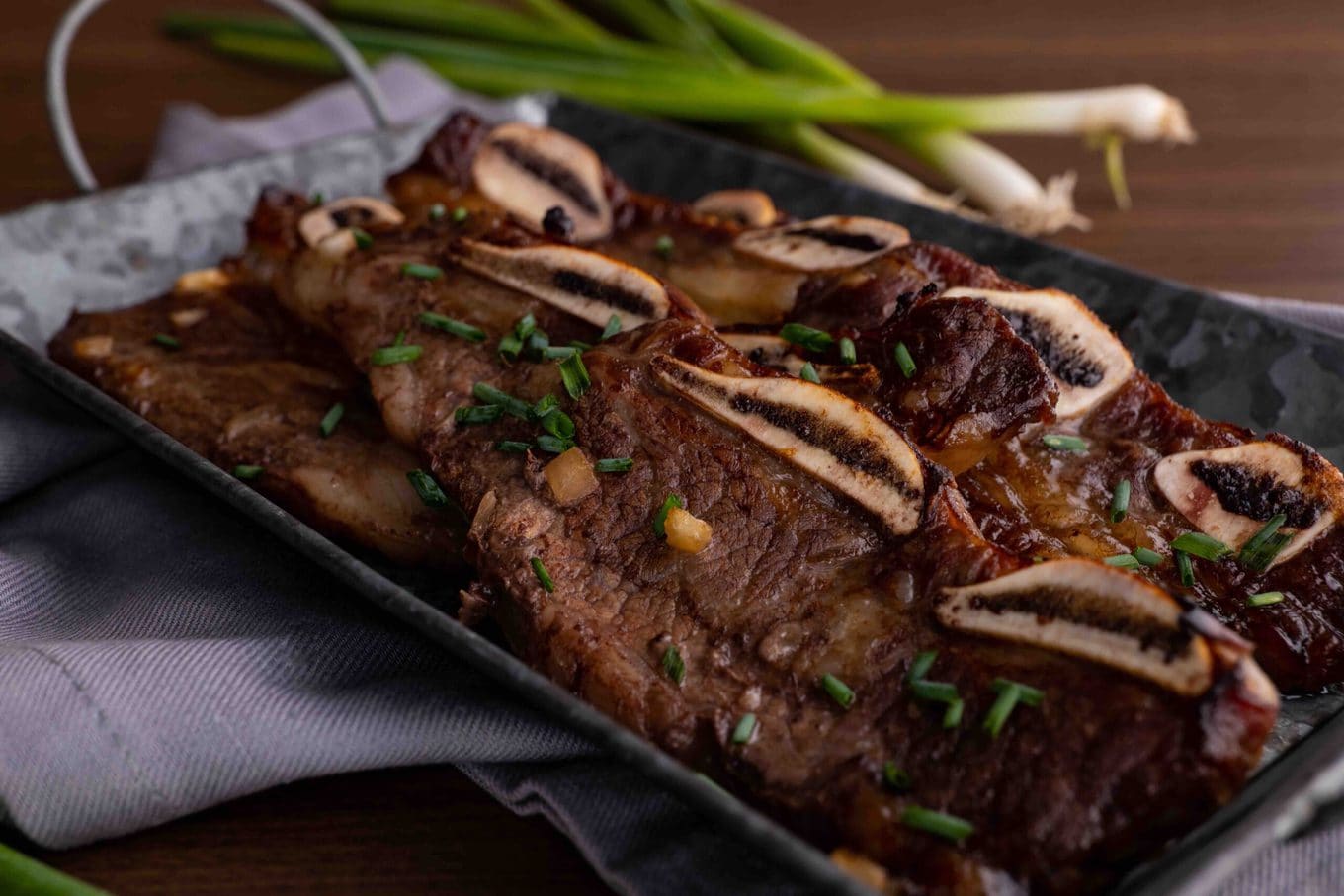 Korean Kalbi BBQ Short Ribs on platter