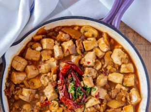 Easy Mapo Tofu with pork and mushrooms