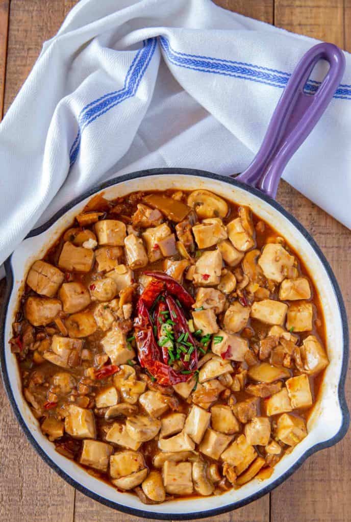 Easy Mapo Tofu with pork and mushrooms