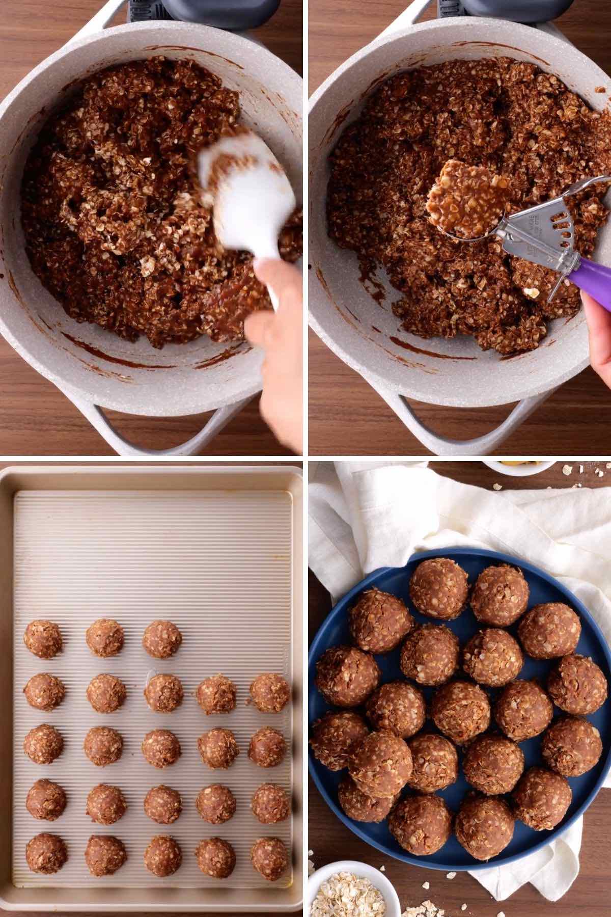 No Bake Cookies Collage of prep setps