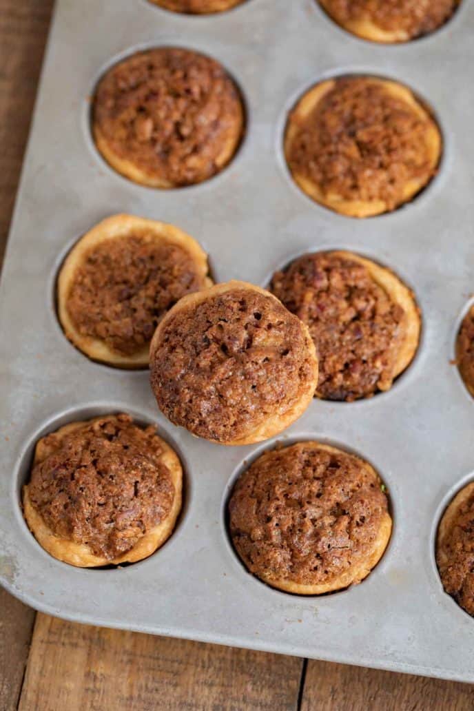 Pecan Tassies in mini muffin pan