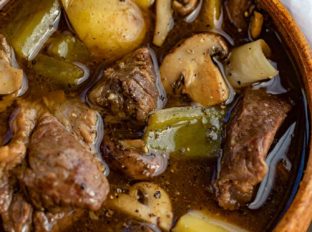 Philly Cheesesteak Style Beef Stew