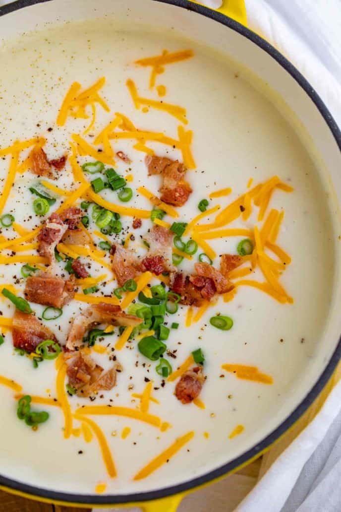 Loaded Baked Potato Soup with Bacon And Cheese