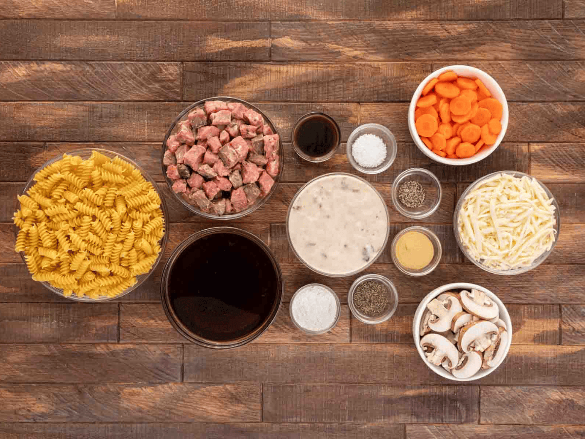Ingredients in bowls to assemble