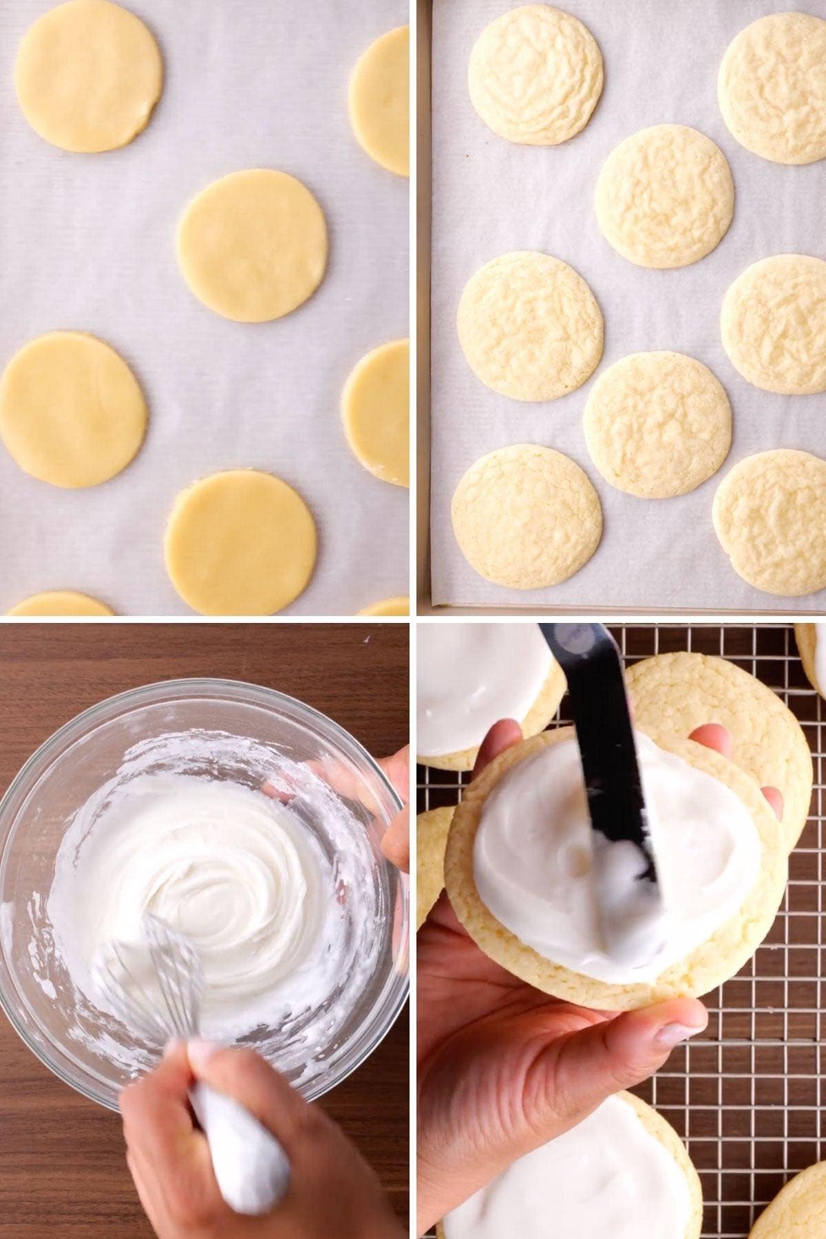 Rolled Sugar Cookies Collage of baking and frosting steps