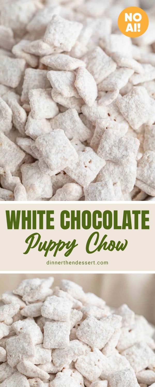 White chocolate chex mix collage
