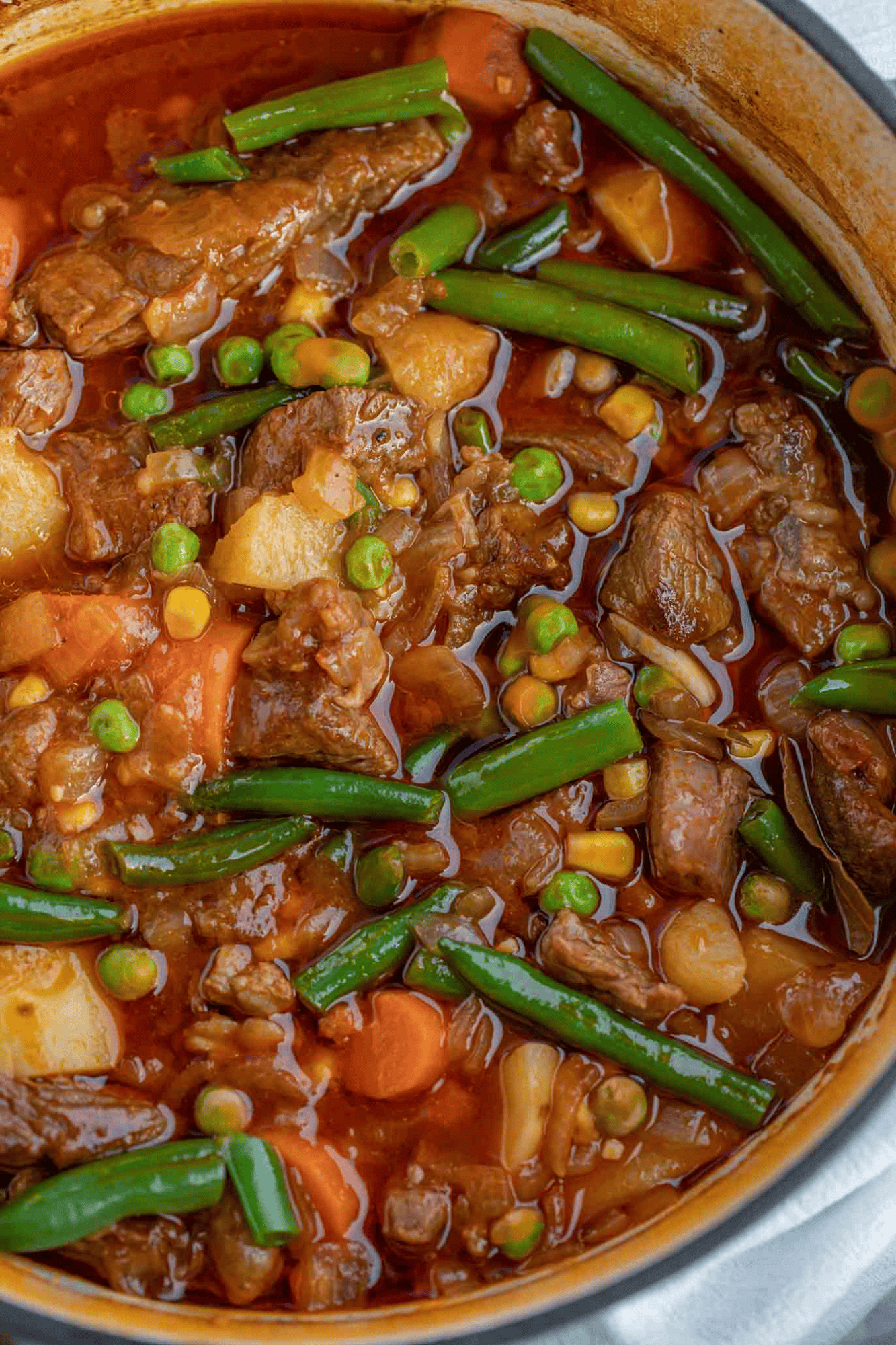 Finished beef stew with vegetables