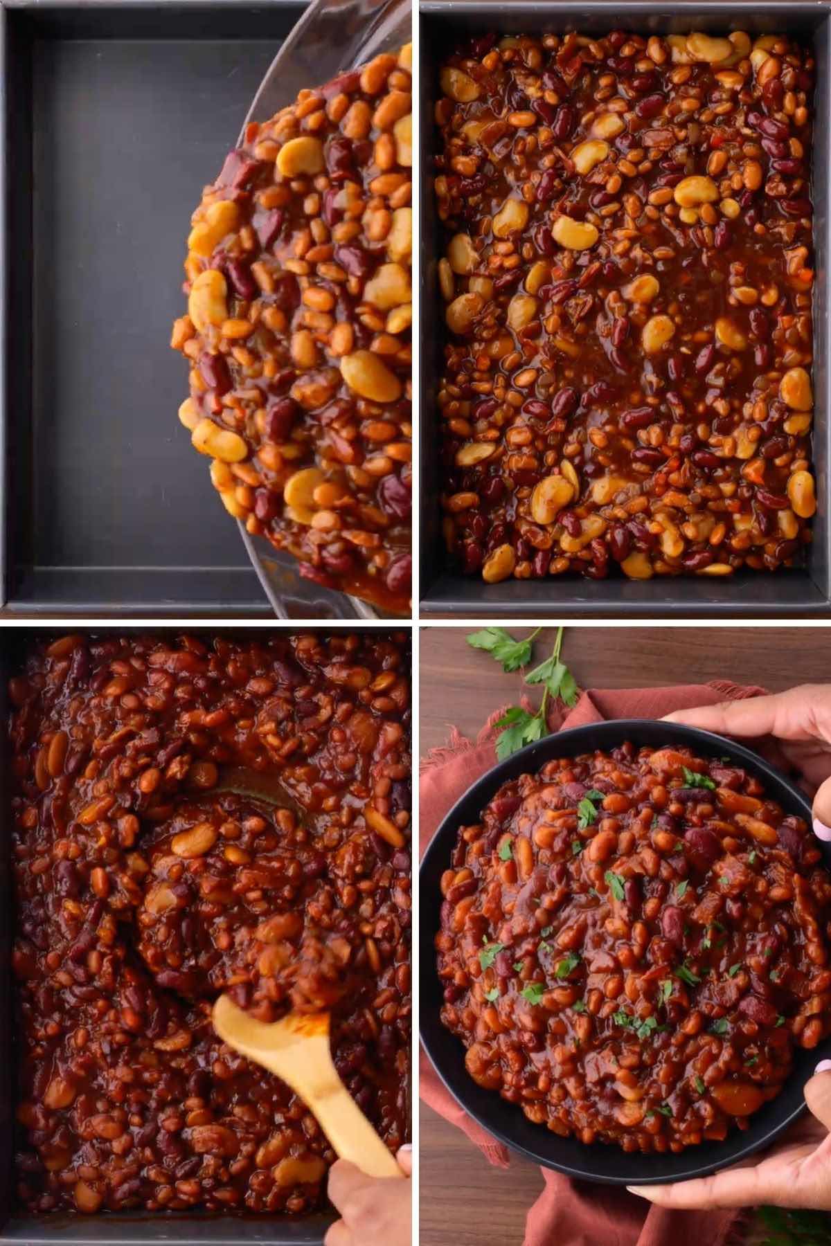 Baked Beans collage of baking steps