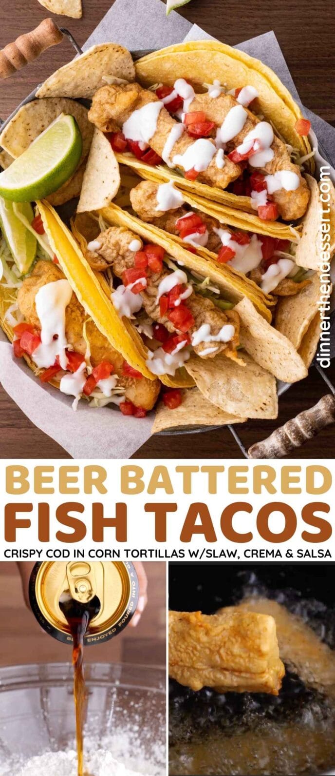 Beer Battered Crispy Fish Tacos Collage
