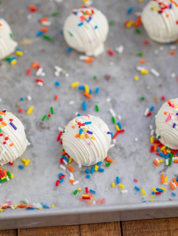 Tray of Rainbow Cake Balls