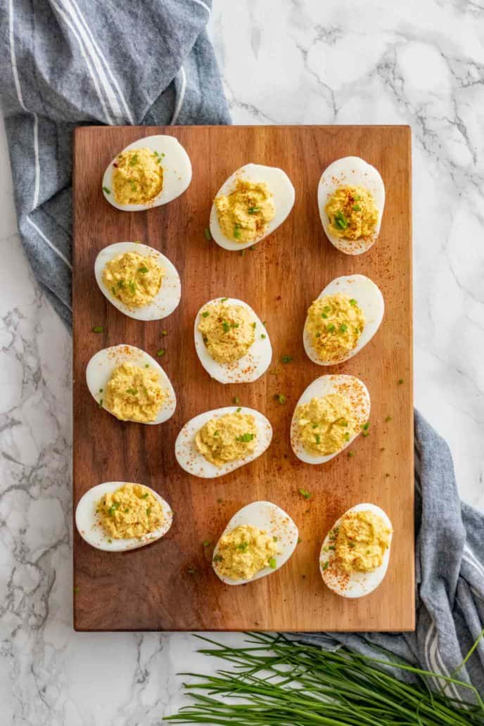 Deviled Eggs made with mayonnaise and mustard