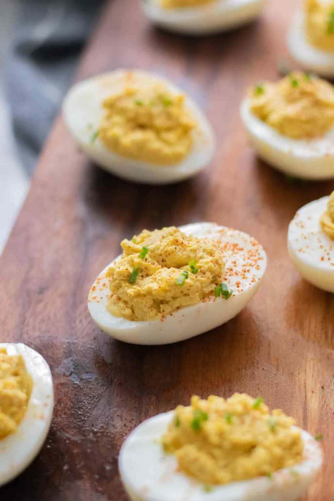 Deviled eggs with chives