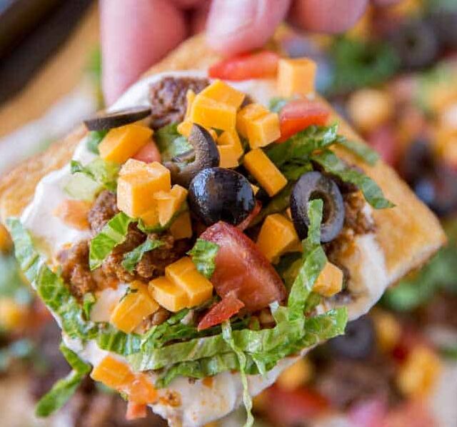 Square of taco flatbread