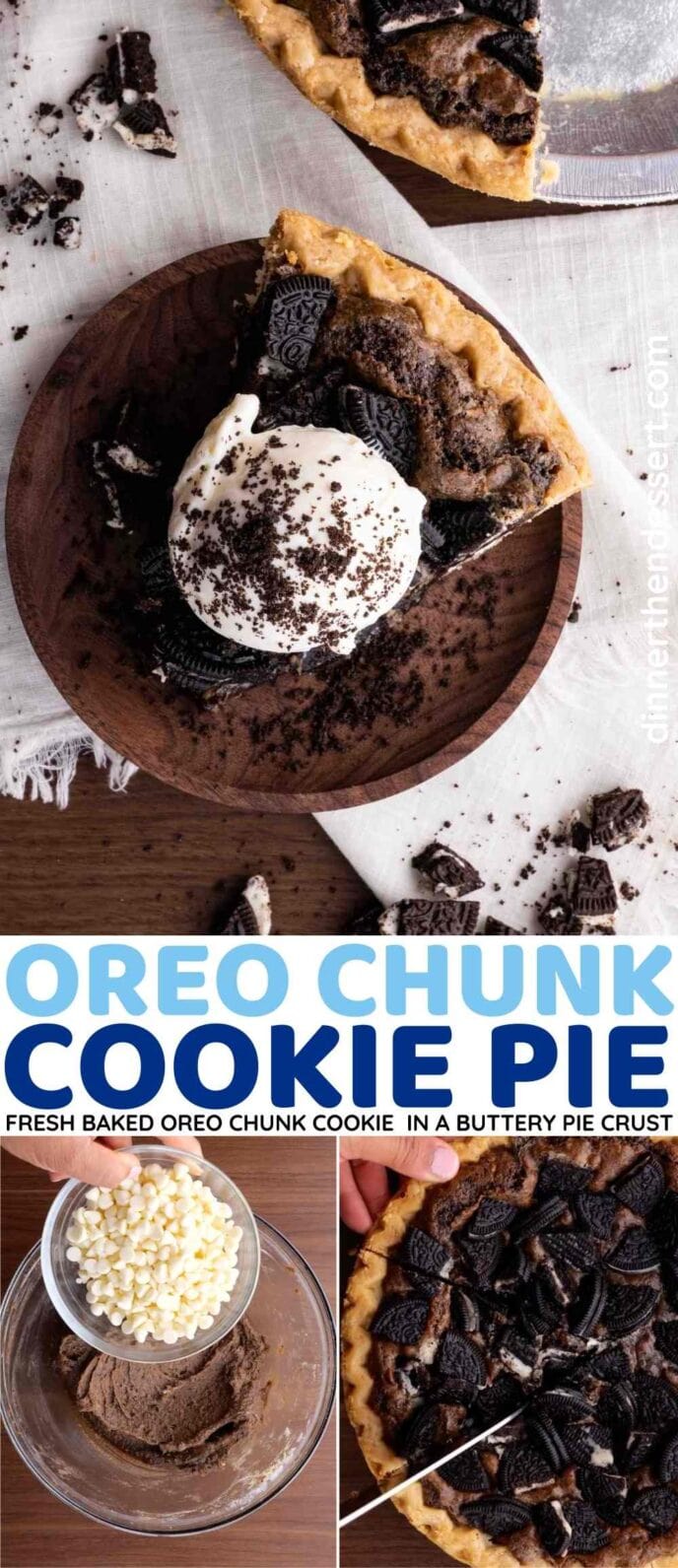 Oreo Chunk Cookie Pie Collage