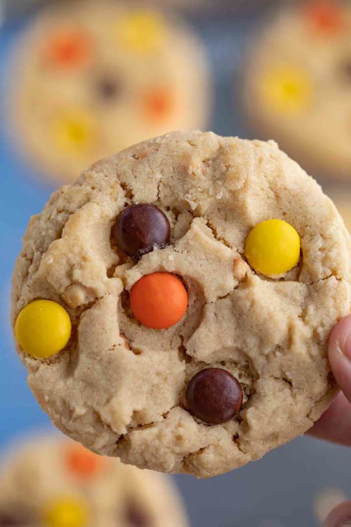 Chewy Peanut Butter Cookies with Reese's Pieces