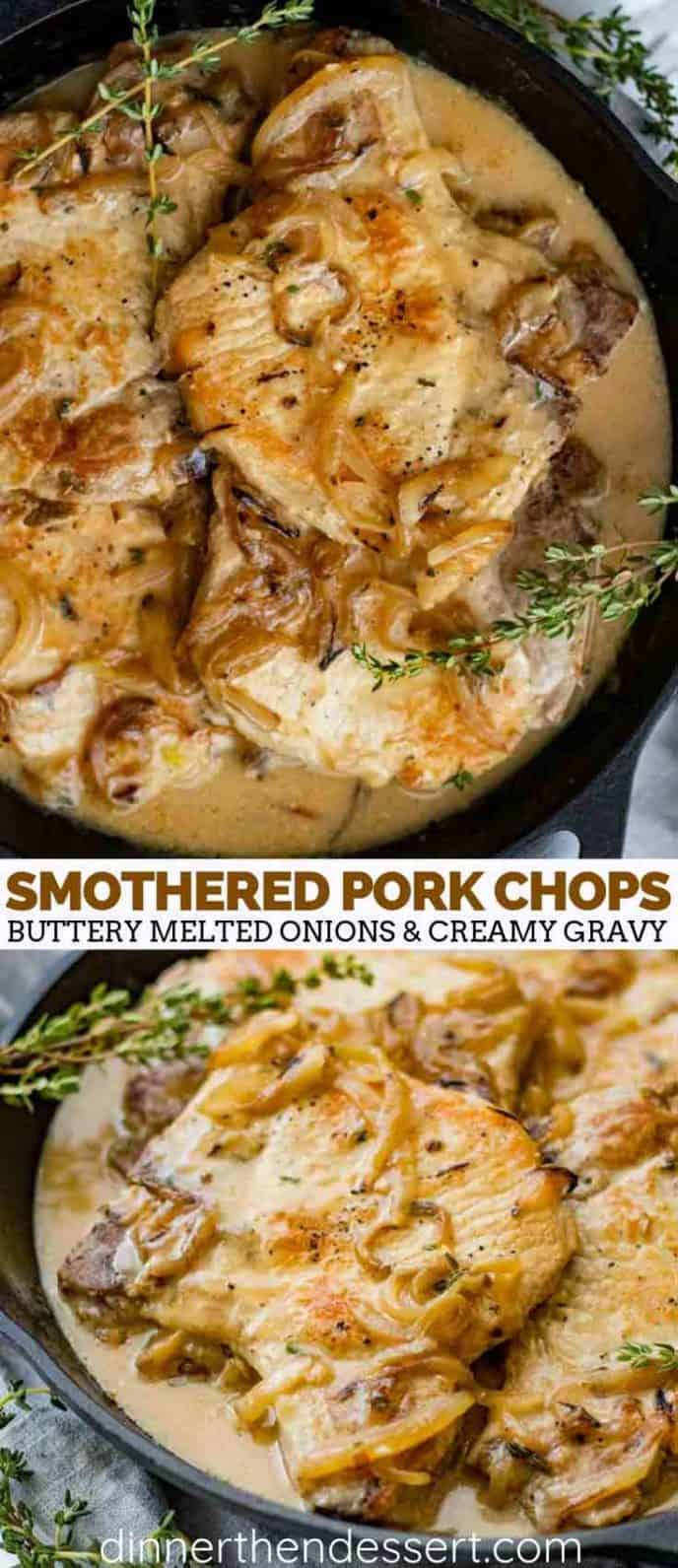 Pork Chops Smothered with Onions and Cream Gravy