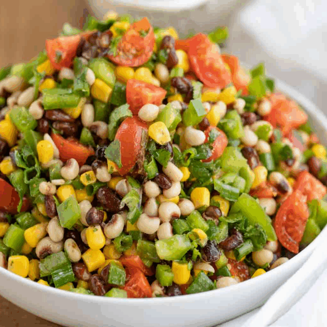 Bowl of Texas bean and veggie dip