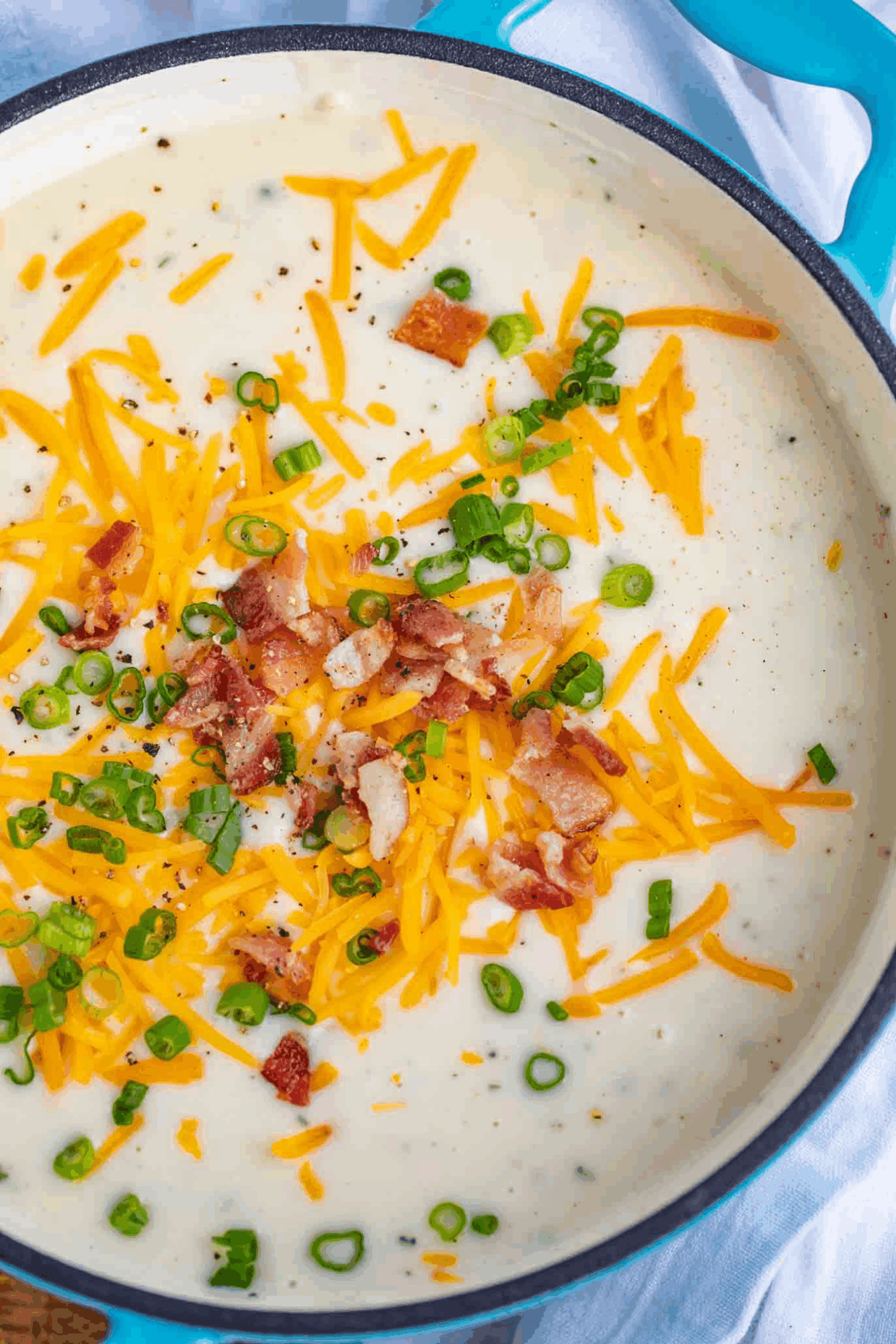 close up of finished soup in a pot